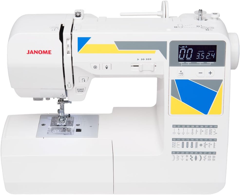 Janome MOD-30 Computerized Sewing Machine with 30 Built-In Stitches, 3 One-Step Buttonholes, Drop Feed and Accessories