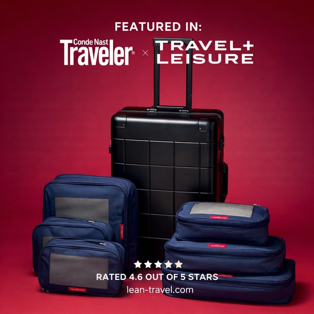 LeanTravel Premium Compression Packing Cubes for Travel - Suitcase Organizer Bags with Double Zipper & Breathable Mesh Panel - Space Saving Carry On Luggage Essentials (6-Pack, Grey)