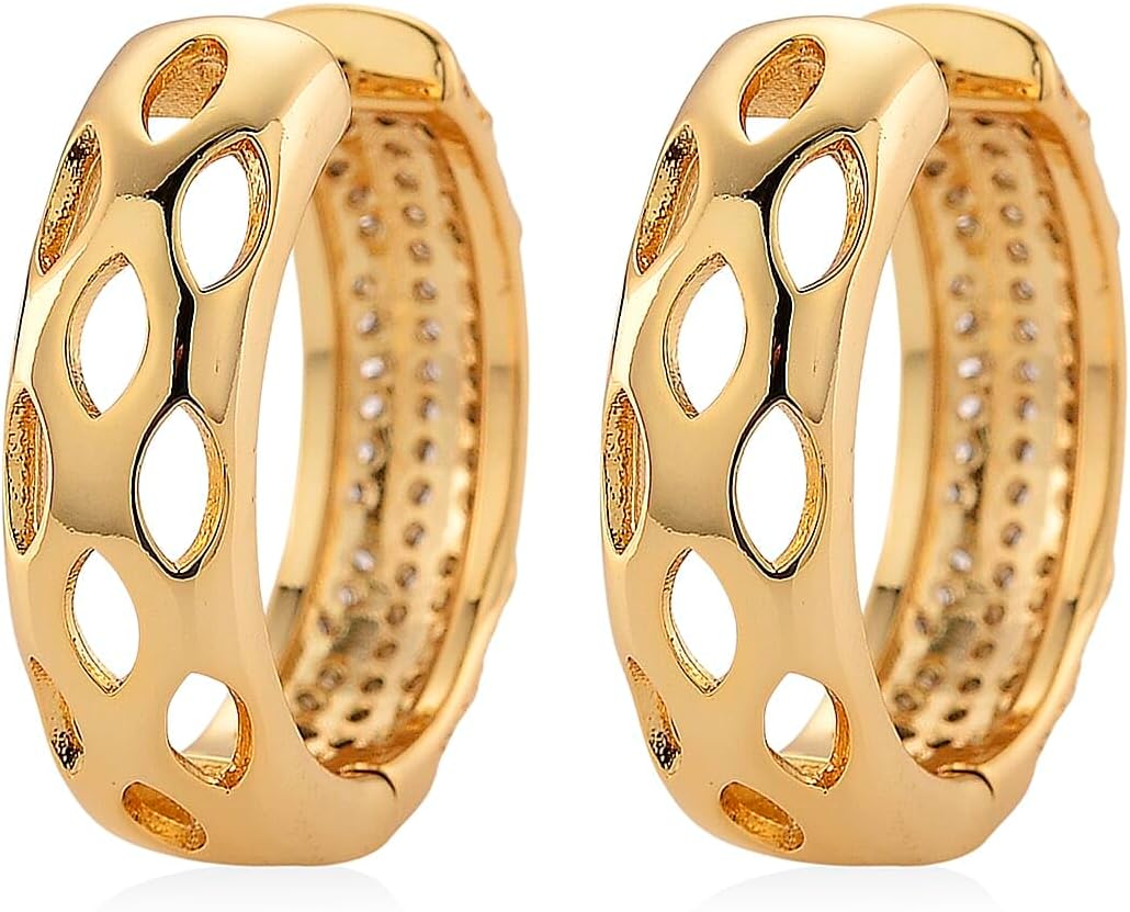 Cubic Zirconia Hoop Earrings in Goldtone