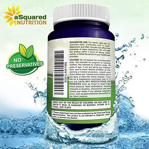 aSquared Nutrition Magnesium Citrate 833mg Supplement - 200 Capsules - Max Strength Vegan Mag Citrate Powder Pills to Support Pure Function of Muscles