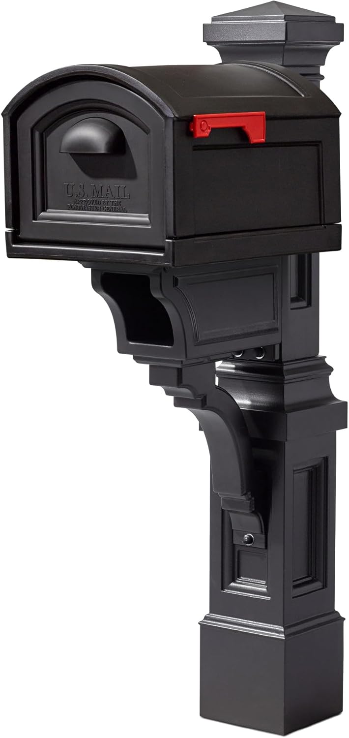Step2 Atherton Mail Post, Mailbox Not Included, Weather Resistant, Large Outdoor Mailbox Post, Made of Durable Plastic, Easy to Install, Classic White