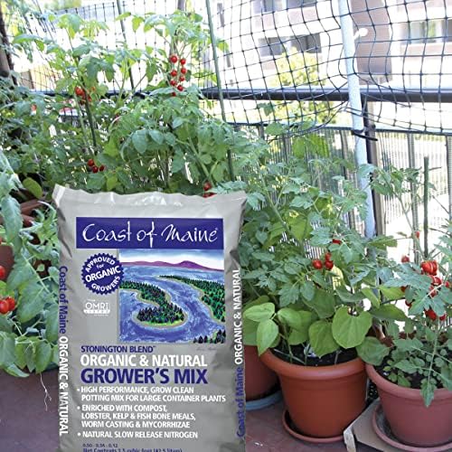 Coast of Maine CMSBO15 Stonington Blend Organic Growers Potting Soil Mix with All Natural Oceanic Ingredients for Planters and Pots, 1.5 Cubic Feet