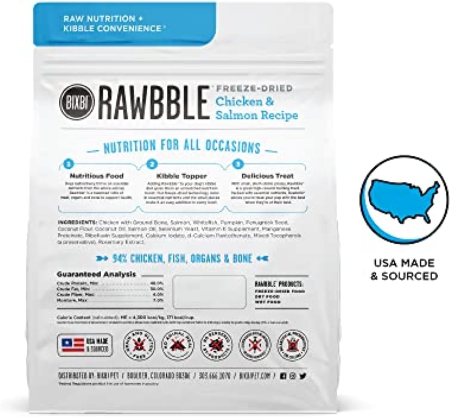BIXBI Liberty Freeze-Dried Dog Food Topper & Treats, Beef – 98% Meat & Organs, No Refrigeration – USA Made, 26 oz