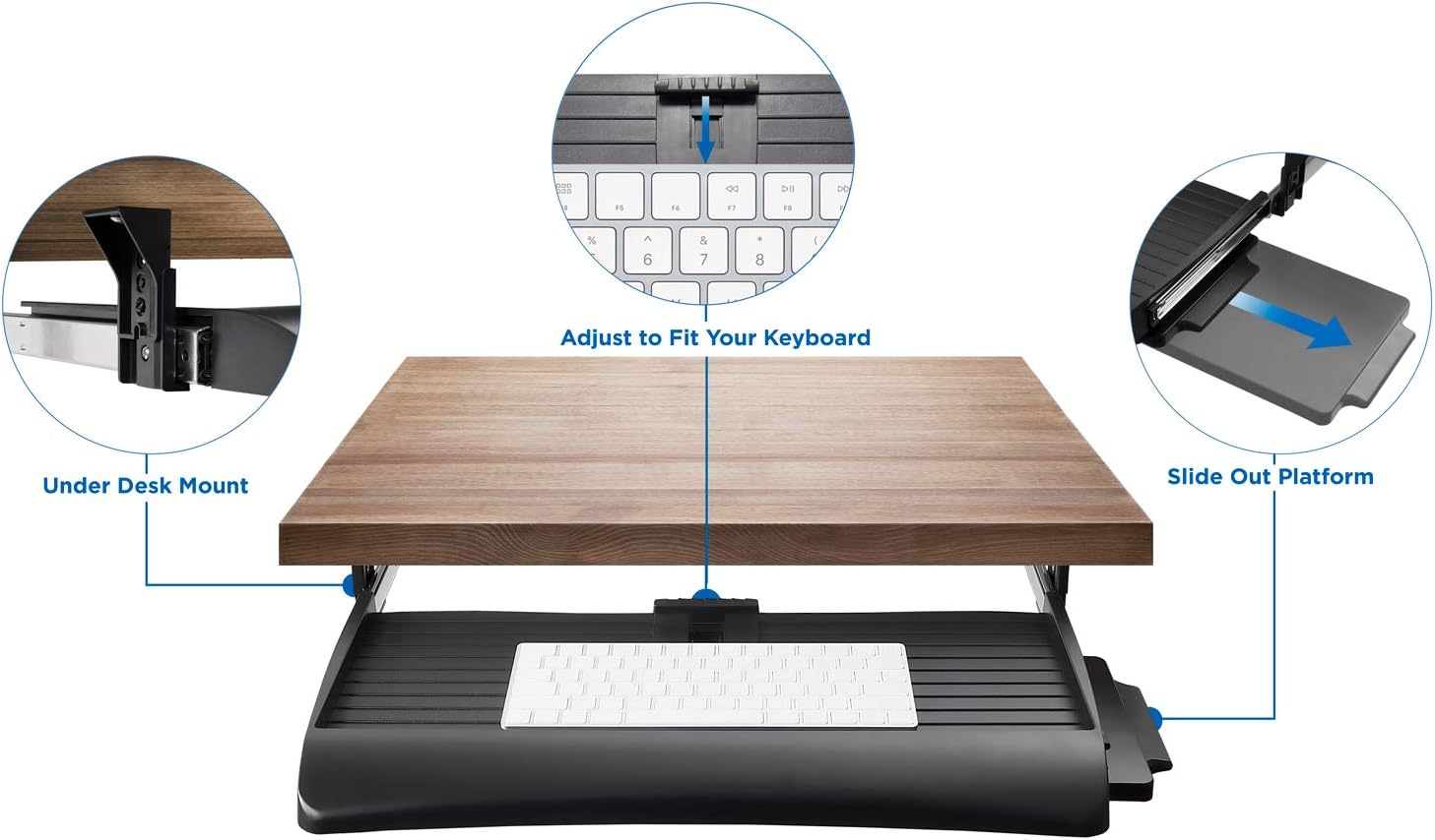 Mount-It! Keyboard Tray Under Desk with Adjustable Mouse Platform – Easy-Glide Sliding Drawer Under Desk Slide Out – Ergonomic Under Key Board