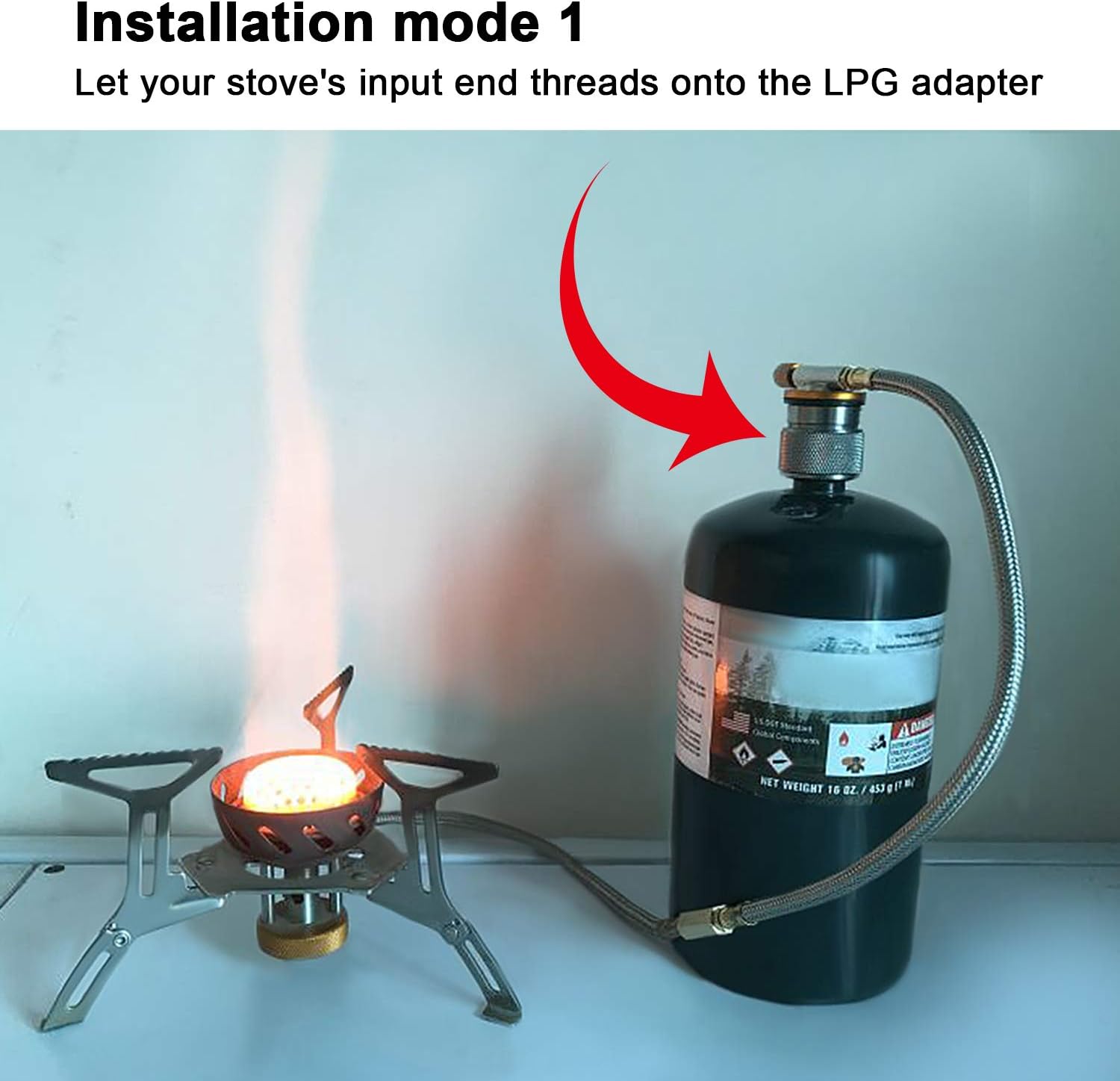 Hotop 2 Pcs Camping Stove Adapter, 1 Lb Propane to EN417 Lindal Valve