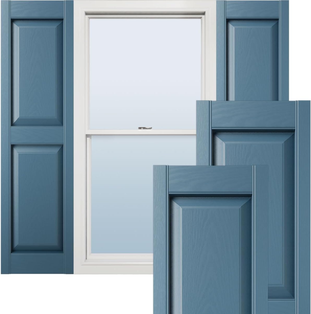 Ekena Millwork Lifetime Vinyl LP2S14X06300BL Standard Two Equal Panel Vinyls, Raised Panel Vinyl Shutters, w/Installation Shutter-Lok's & Matching Screws (Per Pair), 14.75"W x 63"H, Black