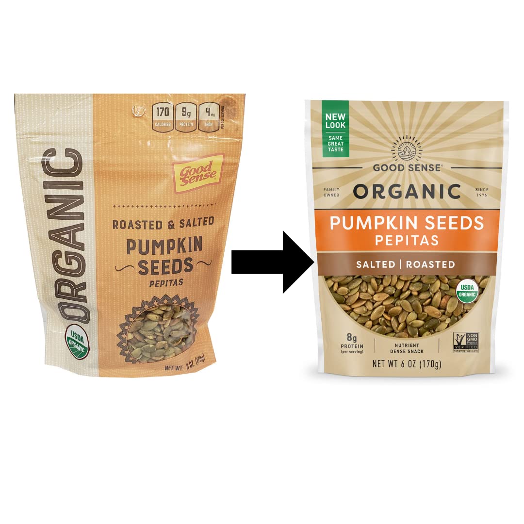 Good Sense Roasted Salted Organic Pumpkin Seeds, 6 Ounce