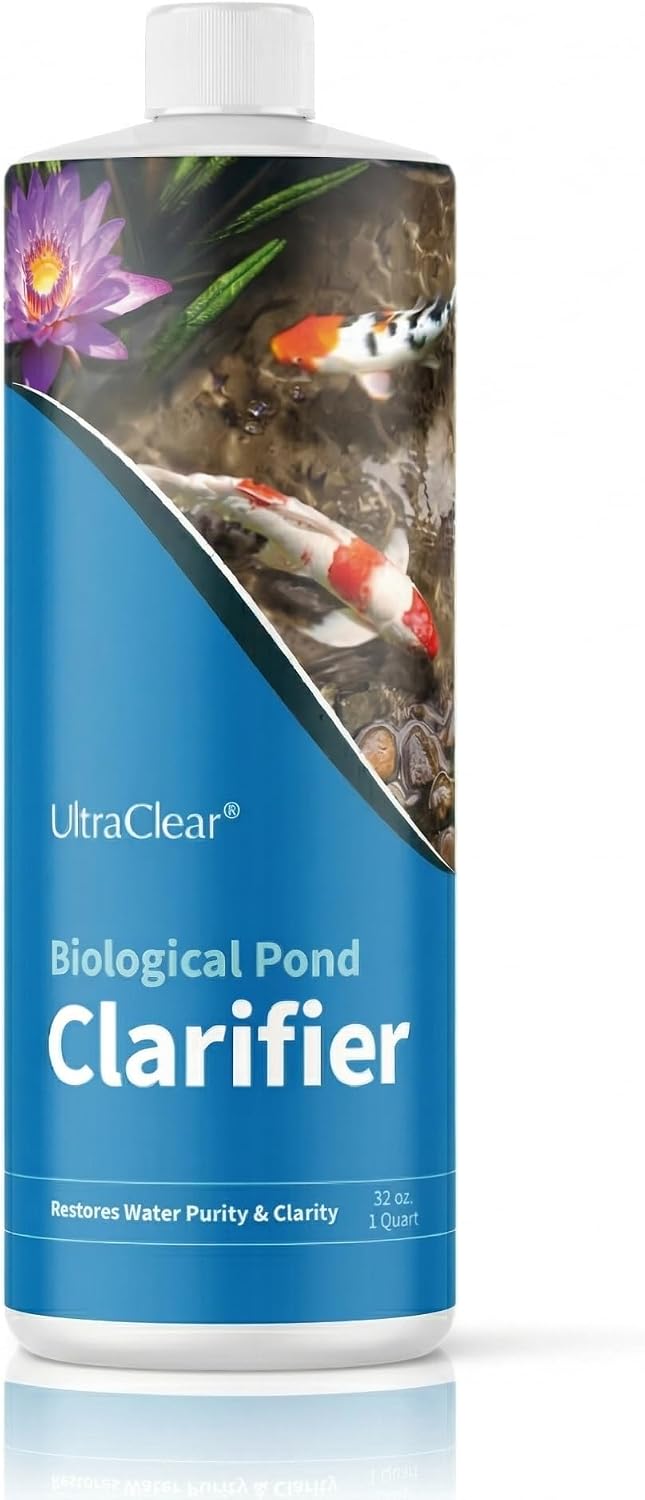 Pond Clarifier for Outdoor Ponds - Treats up to 80,000 Gallons - Concentrated Live Beneficial Bacteria - - Clears Cloudy Pond Water - Safe for Fish, Plants, Pets and People