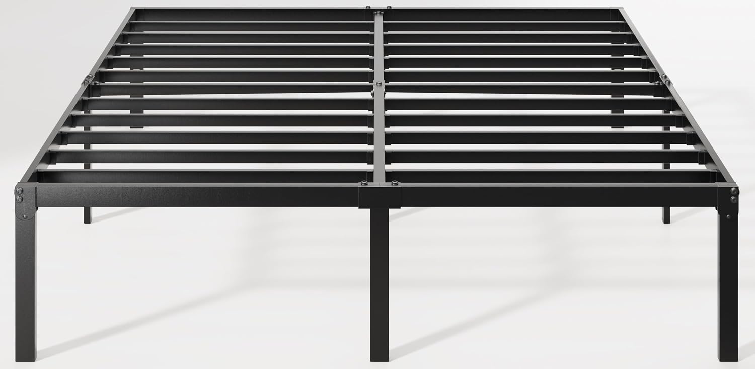 Allewie Full Size Bed Frame, 14 inch Metal Platform Beds with Storage Space, No Box Spring Needed and Easy Assembly, White