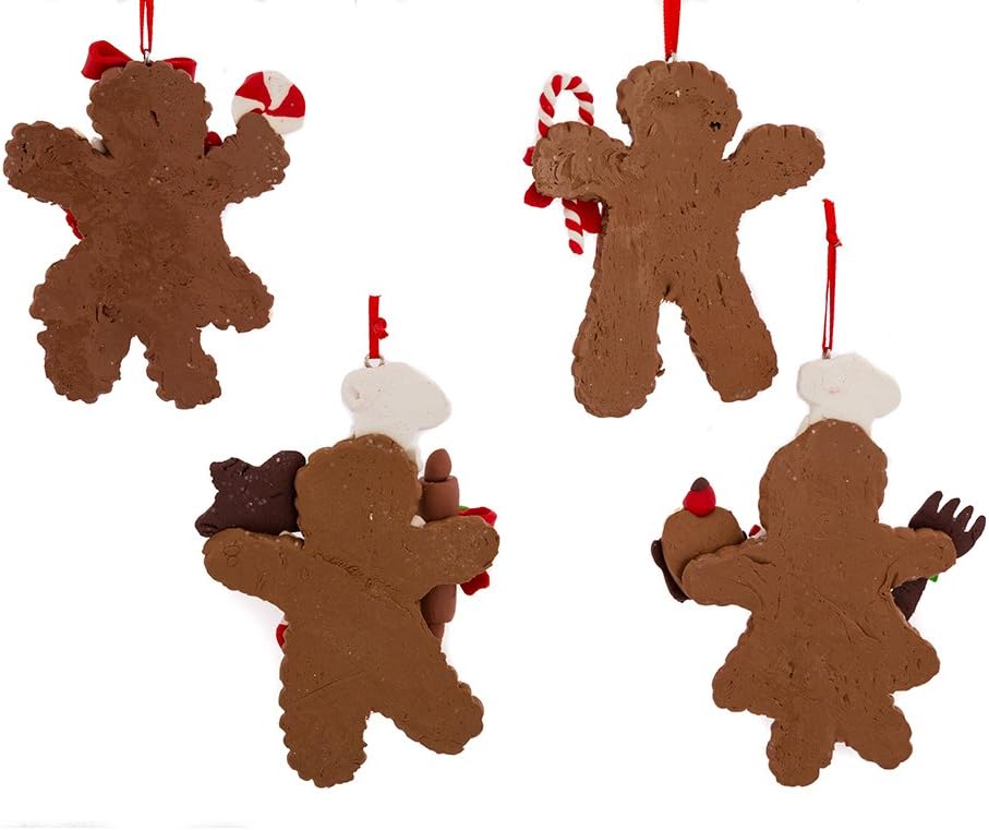 Kurt Adler 4-Inch Claydough Gingerbread Ornament, Set of 4