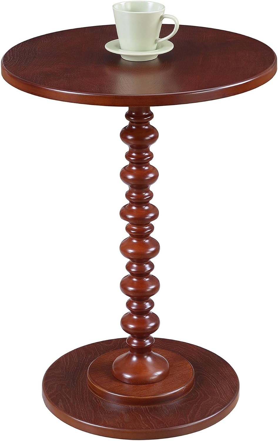 Convenience Concepts Palm Beach Spindle Table 17.75" - Traditional Round End Table for Living Room, Turned Solid Wood Side Table, Classic Display Pedestal Table, Espresso