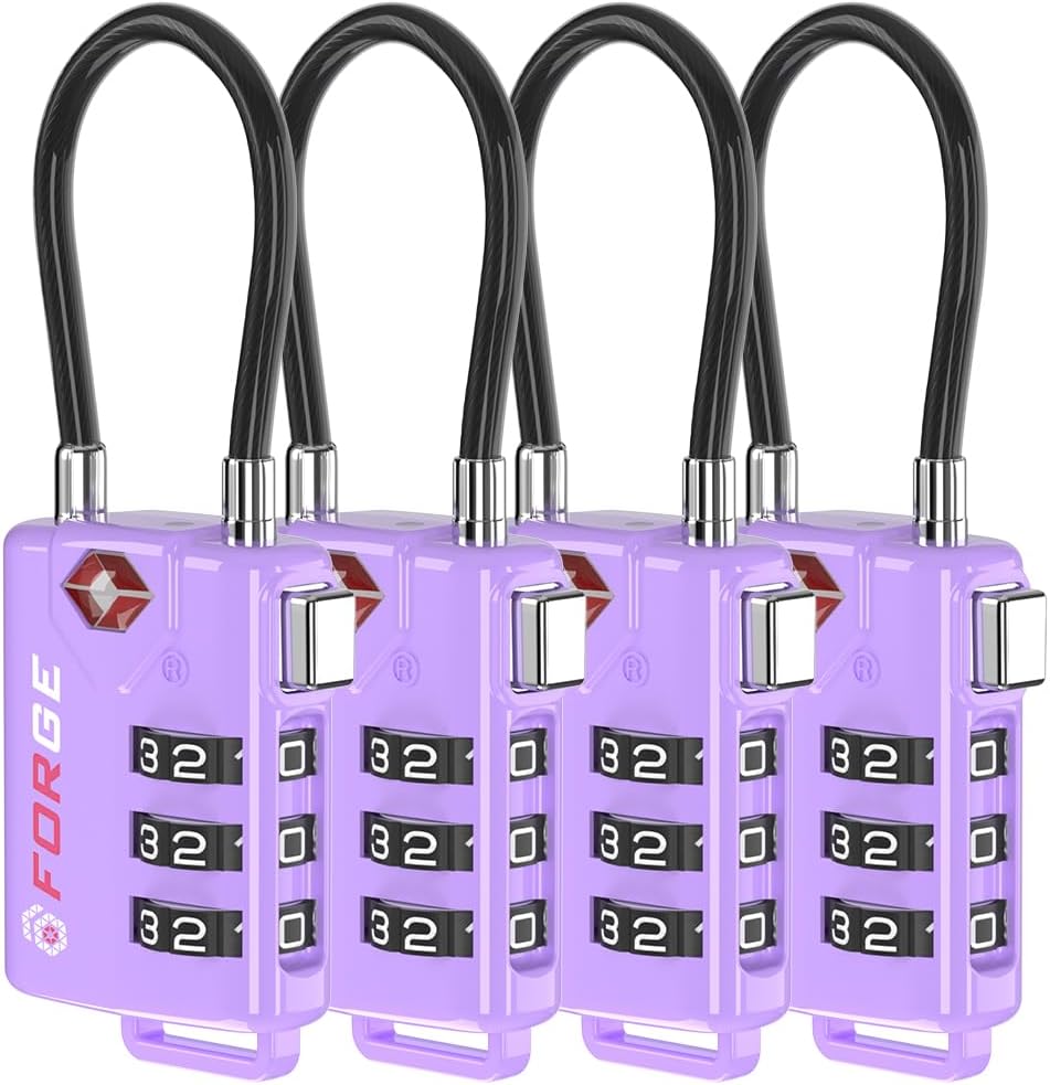 TSA Approved Cable Luggage Locks, Re-settable Combination with Alloy Body