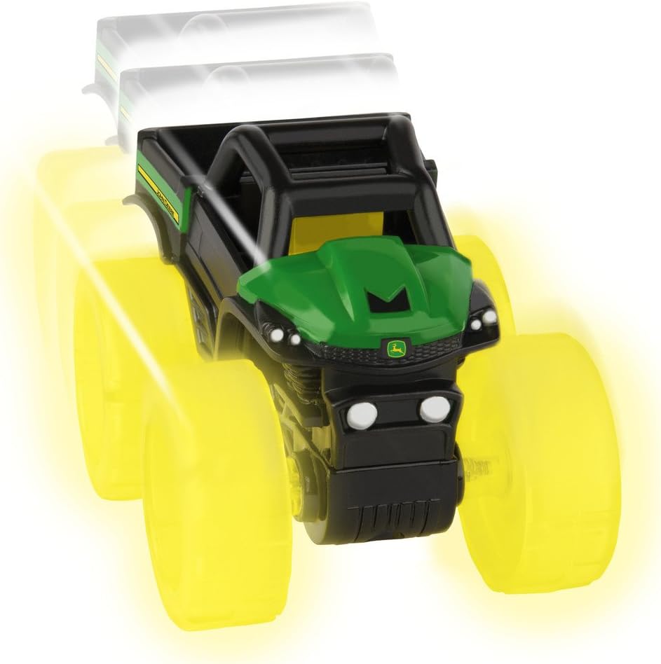 TOMY Monster Treads Lightning Wheels - Includes 1 John Deere Miniature Monster Truck Toy - Gator or Tractor Toy (Vehicle May Vary) - John Deere Toys