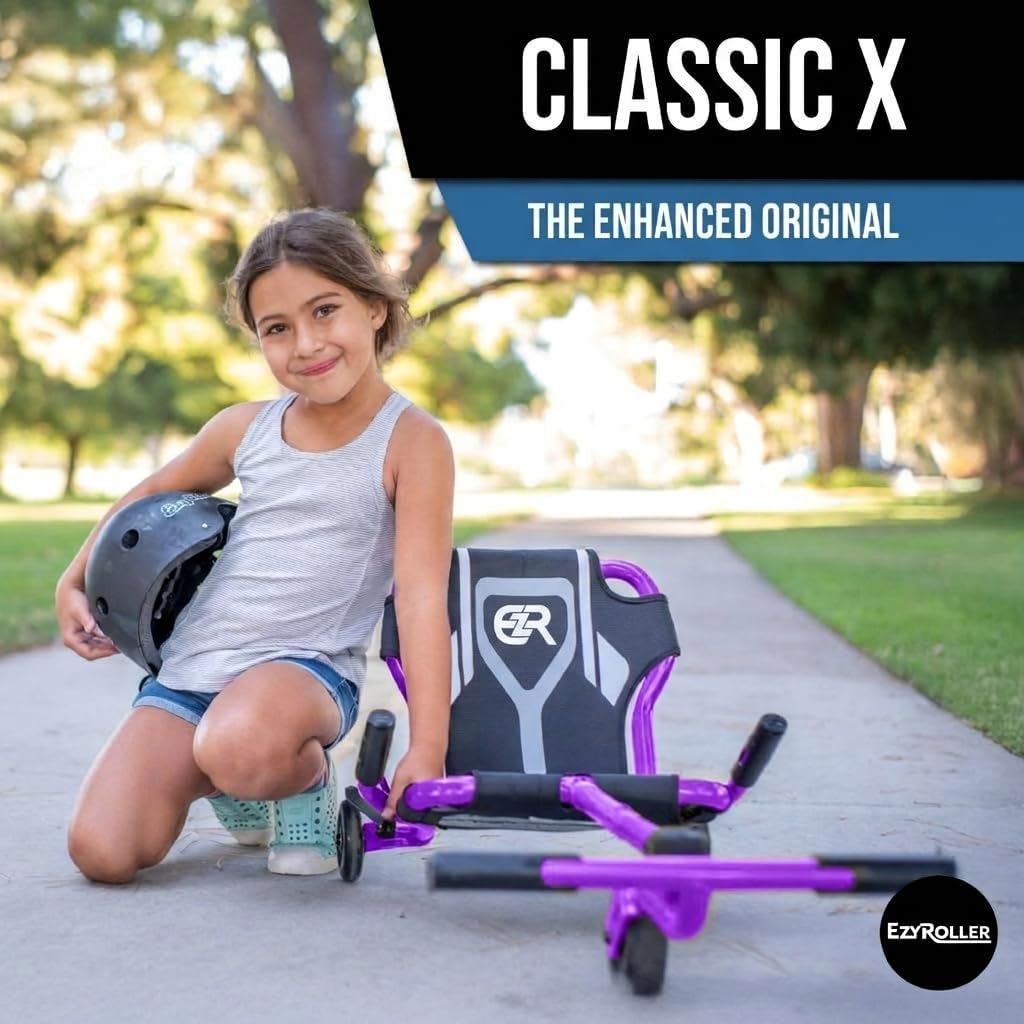 EzyRoller Classic X Ride On Toy for Kids, Ages 3-12, Up to 154 lbs - Black