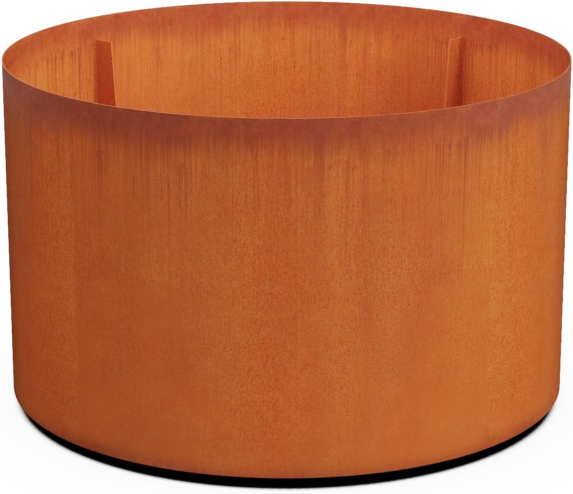 Plantercraft Large Round Planters for Outdoor Plants - 24 Inch Corten Steel Planter for Patio
