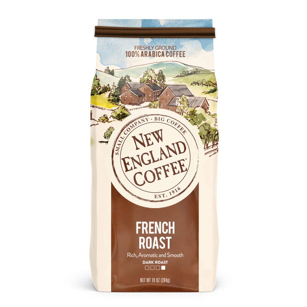 New England Coffee French Roast Dark Roast Ground Coffee, 10oz Bag (Pack of 1)