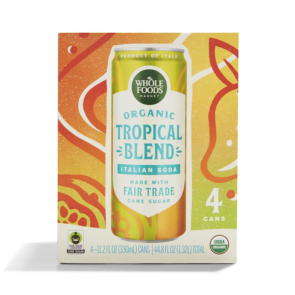 Whole Foods Market Blood Orange Italian Soda, 11.2 Fl Oz, 4 Pack | 4 Pack, Organic