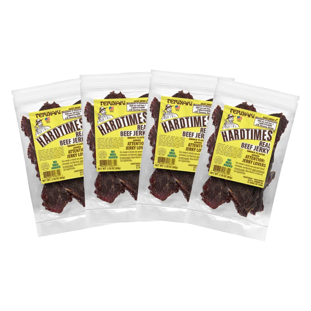 Hardtimes Original Beef Jerky, High Protein Snack, 4 x 2.25 oz Bags