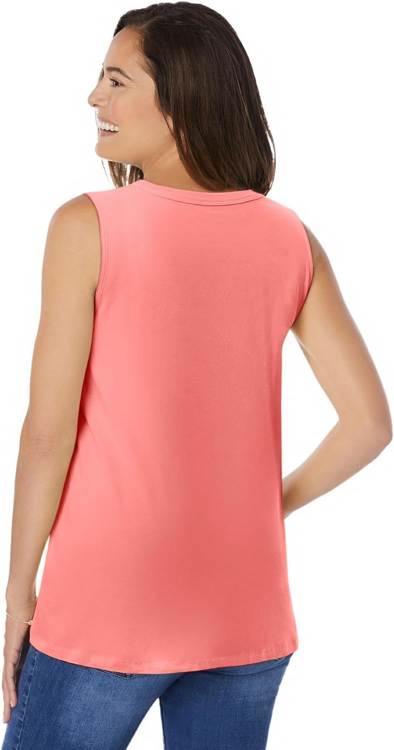 Woman Within Perfect Sleeveless Shirred V-Neck Tunic