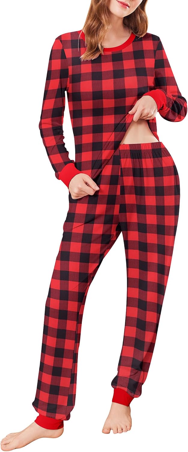 Ekouaer Womens Pajamas Sets Long Sleeve Tops with Jogger Pants