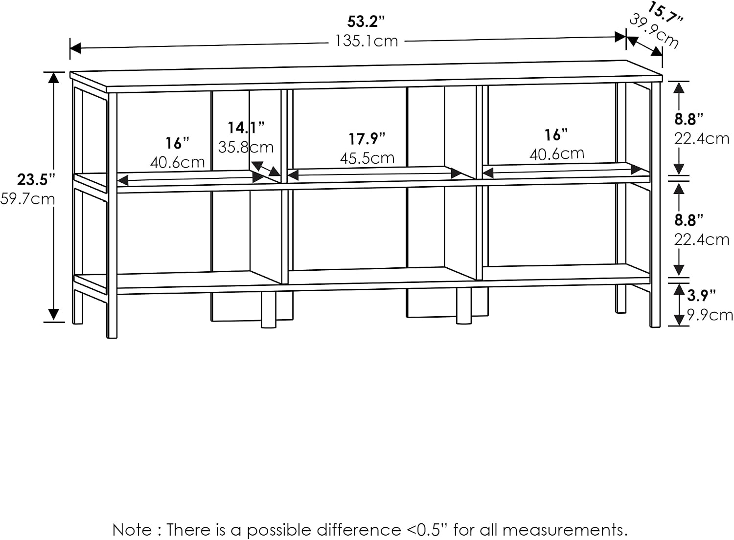 Furinno Fowler Multipurpose TV Stand Bookshelves, French Oak Grey