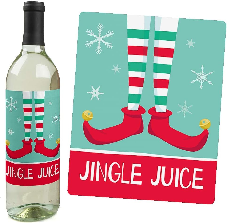 Big Dot of Happiness Ugly Sweater - Holiday and Christmas Wine Bottle Label Stickers - Set of 4