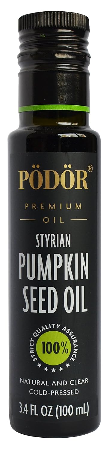 PÖDÖR Premium Styrian Pumpkin Seed Oil - 8.4 fl. Oz. - Cold-Pressed, 100% Natural, Unrefined and Unfiltered, Vegan, Gluten-Free, Non-GMO in Glass Bottle