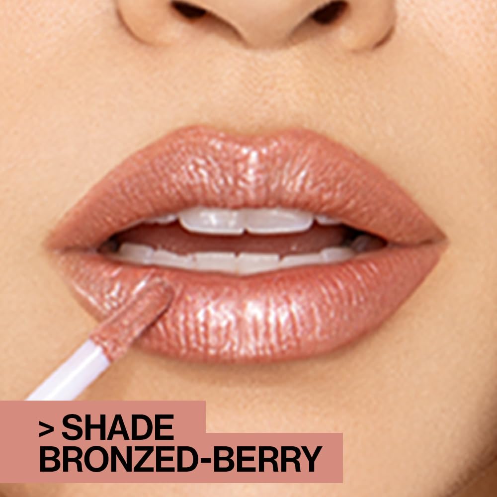 wet n wild MegaSlicks Lip Gloss, Ultra-Glossy, Vitamin-E Enriched, Ultra-Gloss High Shine Moisturizing, Cruelty-Free & Vegan - Bronze Berry