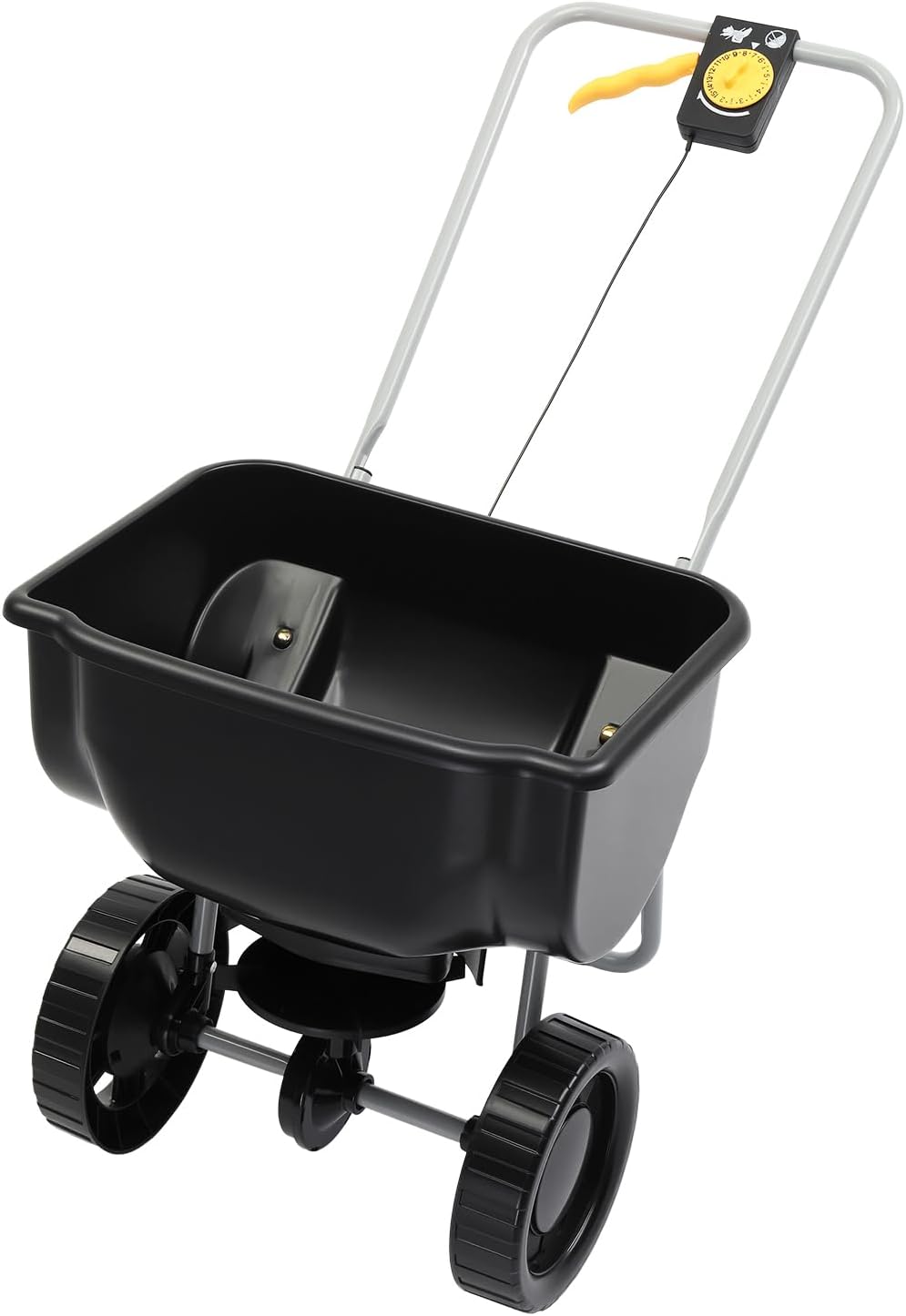 VINGLI 70lbs Fertilizer Spreader with 15 Adjustable Drop Rate, Pre-Assembled Walk-Behind Seed Spreader, with 9" Tire for Multi-Terrain, Broadcast Spreader for Lawn Care & Seed Spreading