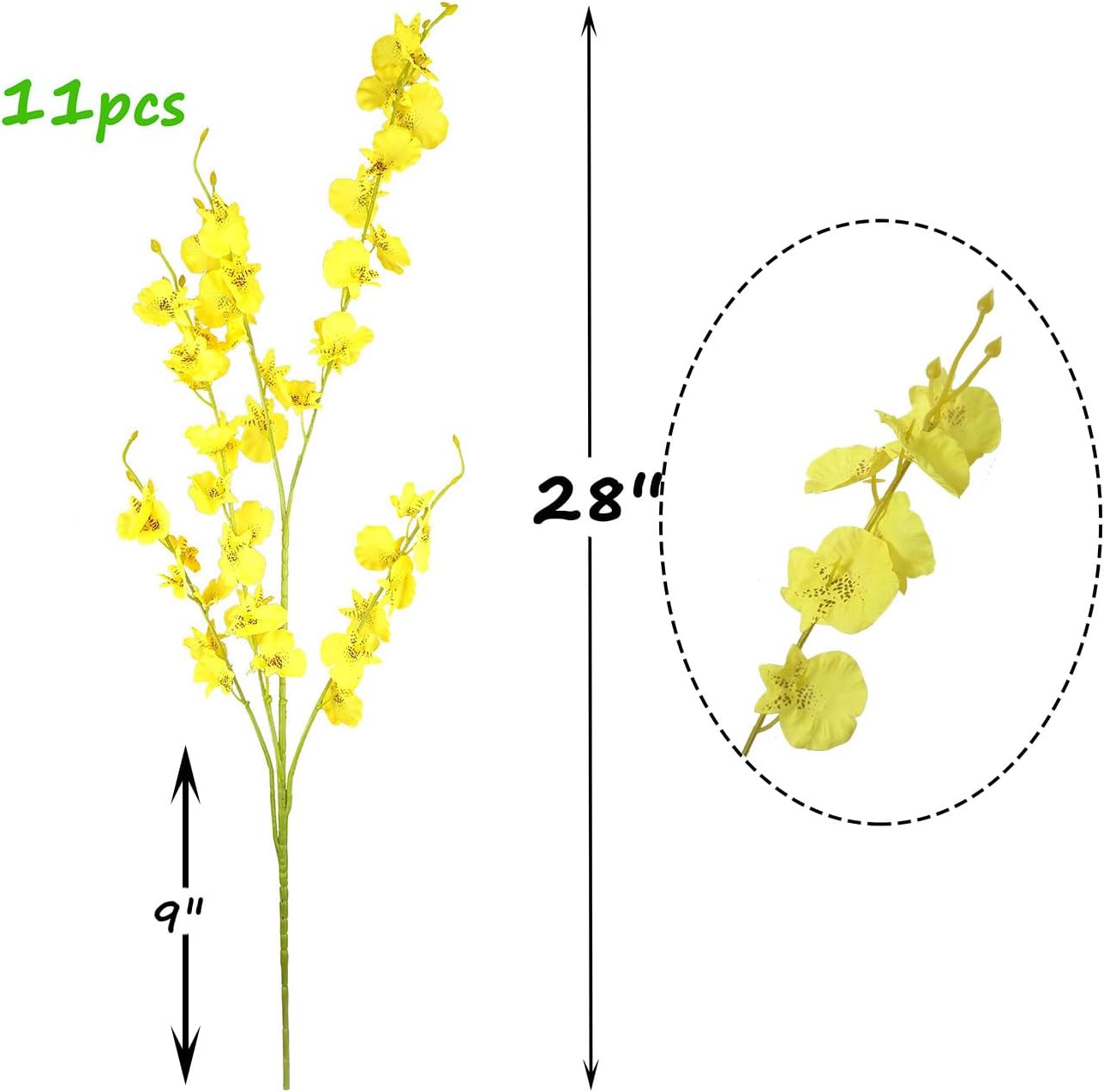 Yellow Artificial Flowers Orchids Silk Fake Flowers in Bulk, 12 Pcs (Each 38.5”), for Wedding Festive Party Home Office Decoration, No Include Vase