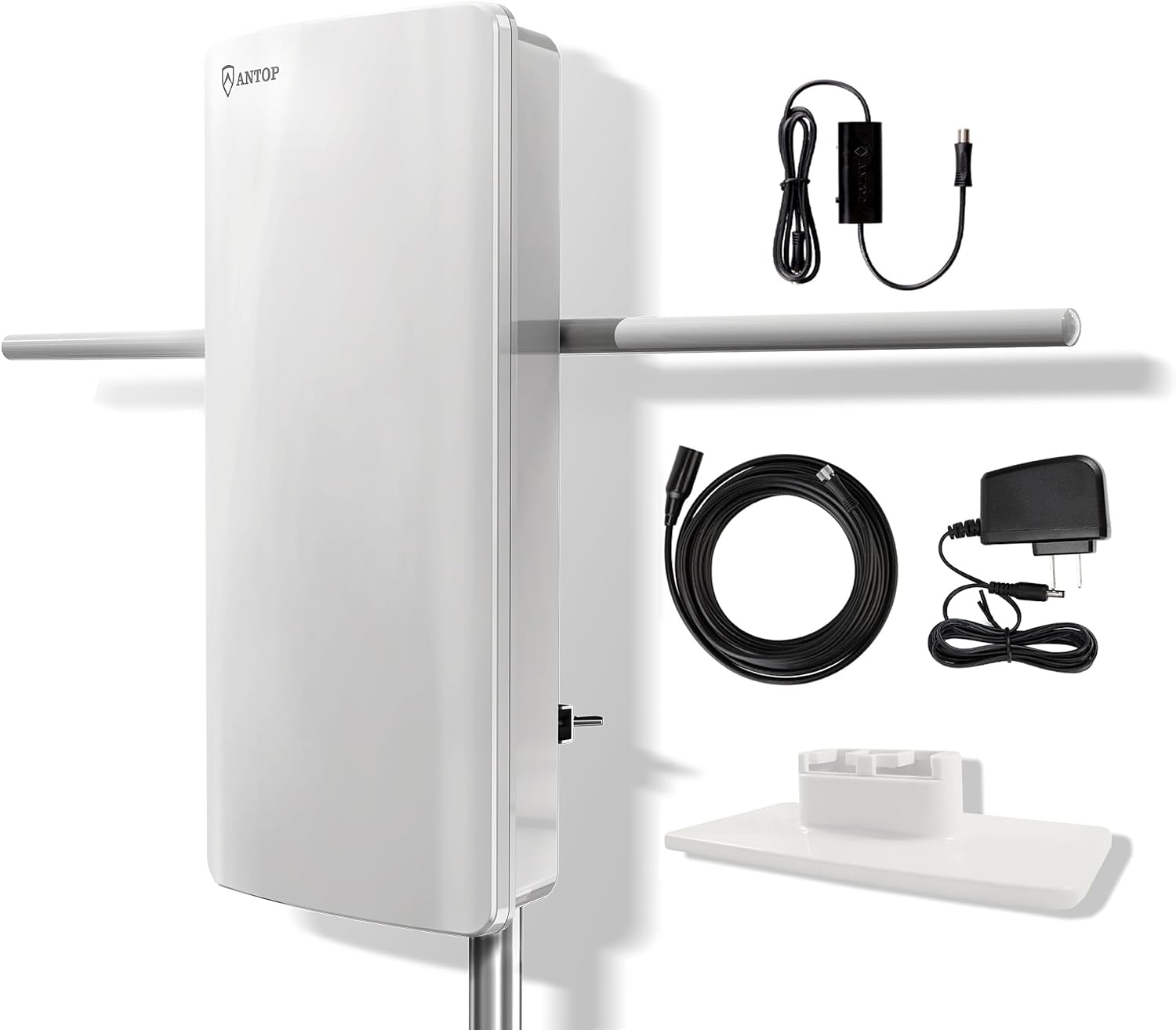 Antop Big Boy AT-400BV Outdoor Indoor HDTV Antenna with VHF Enhancer Rods, Digital Amplified HD Antenna for Smart TV Indoor 4K 1080P, 85 Miles Range