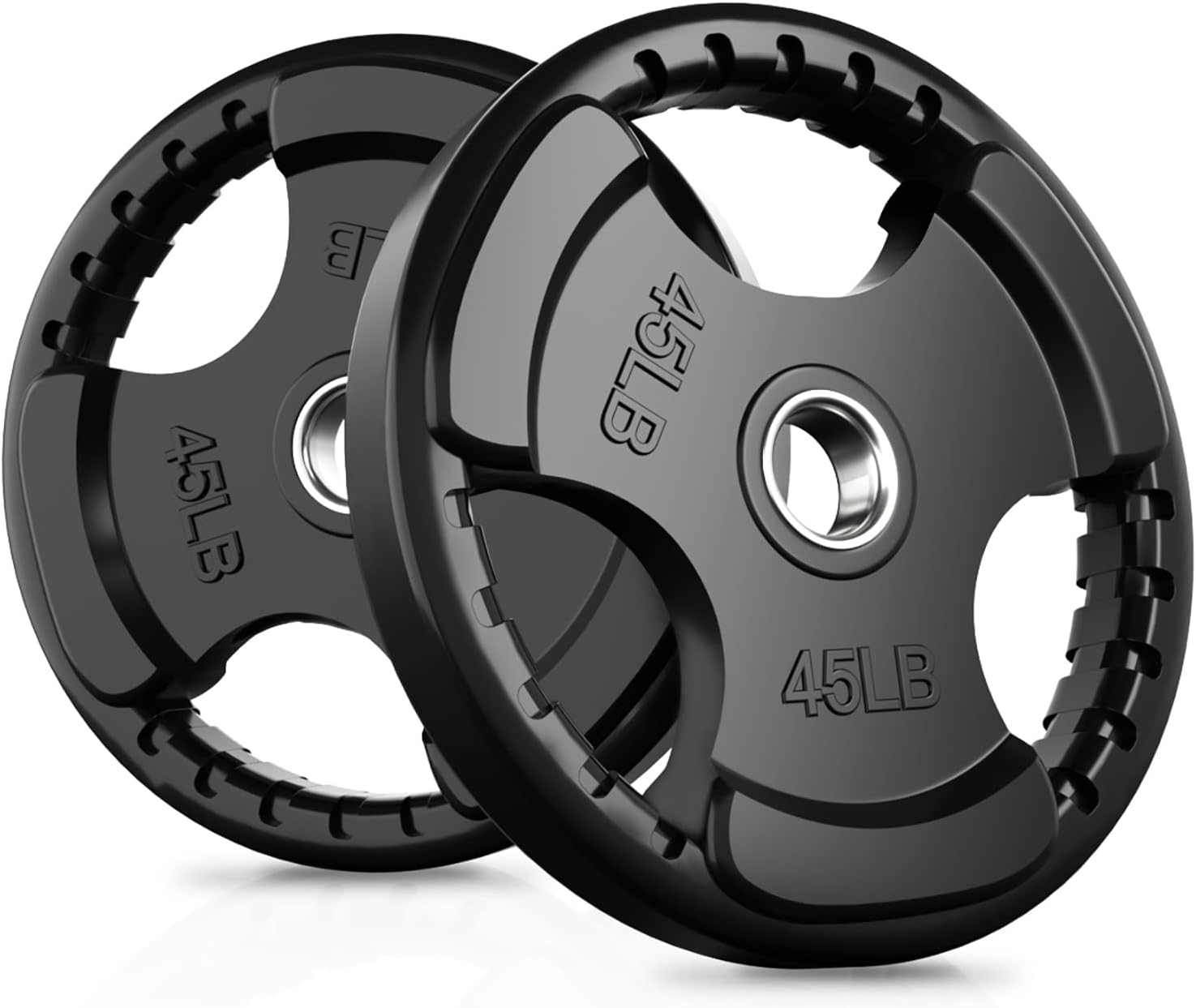 RitFit Olympic Rubber Grip Weight Plates, 2-Inch Barbell Set