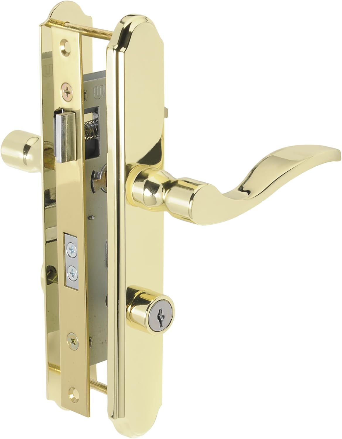 Wright Products - Serenade Mortise Keyed Lever Mount Latch with Deadbolt for Screen and Storm Doors, Polished Brass | Deadbolt, Screen and Storm Doors
