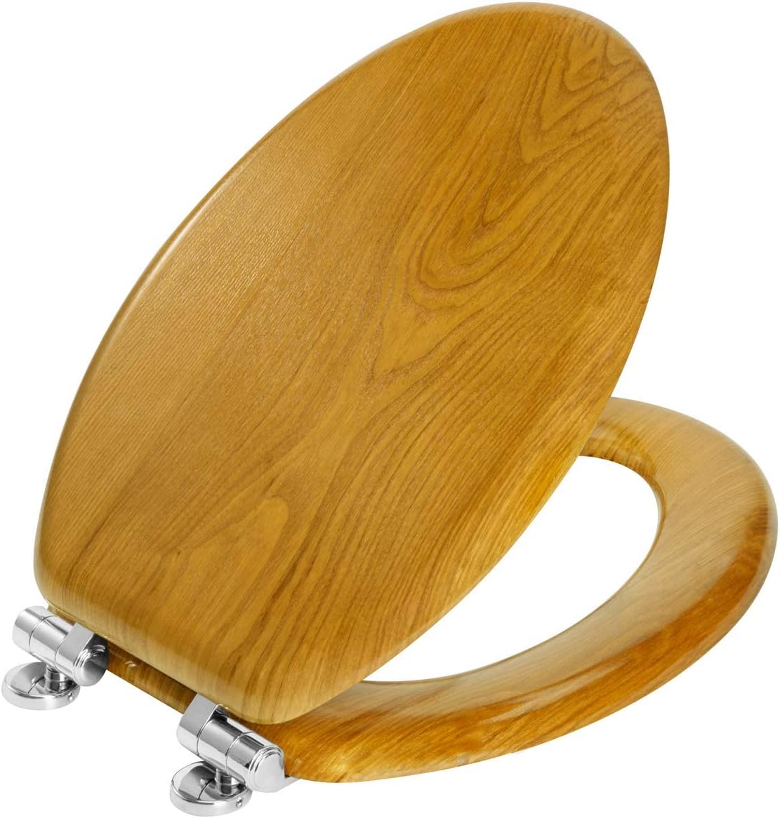 Angel Shield Toilet Seat with Zinc Alloy Hinges Quiet-Close Quick-Release Wood Molded UV Lid Easy Clean(Elongated,Black)