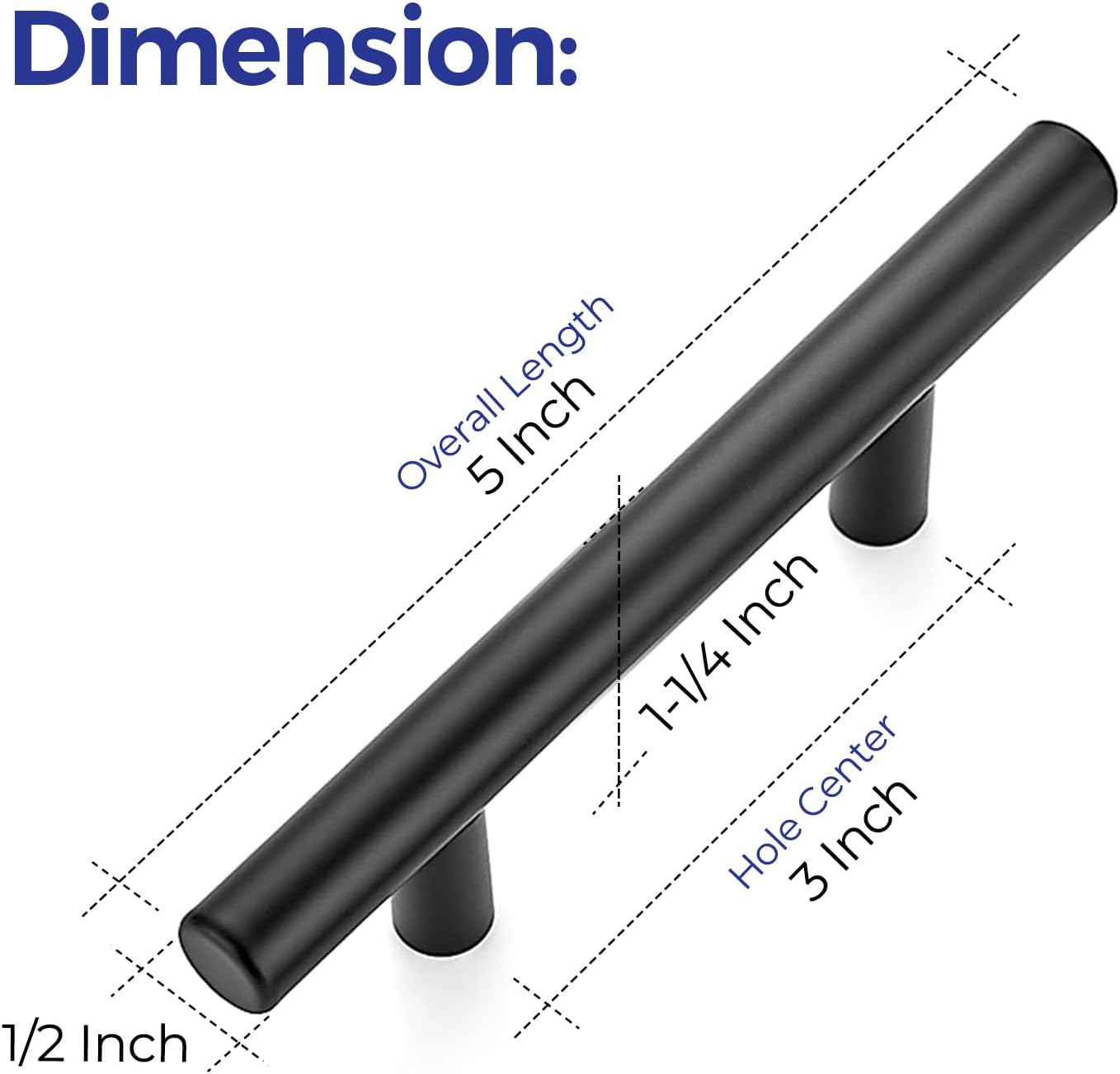 Ravinte Cabinet Handles,5" Length,3" Hole Center,Brushed Brass,30 Pack