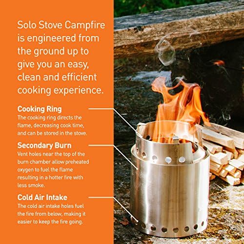 Solo Stove Campfire 2 Pot Set Combo - 4+ Person Wood Burning Camping Stove | Outdoor Kitchen Kit for Backpacking Camping Survival | NO Batteries or