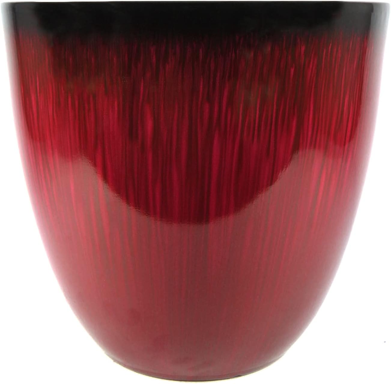 (EPR15-206) Large Egg Shaped Planter - Modern Indoor & Outdoor Decorative Flower Pot/Box (15 Inch, Red Flower)