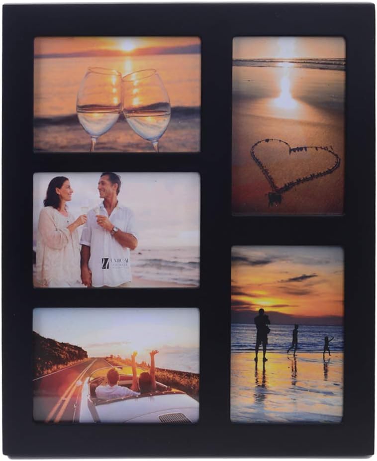 4x6 5-Opening Collage Picture Frame Black Wood
