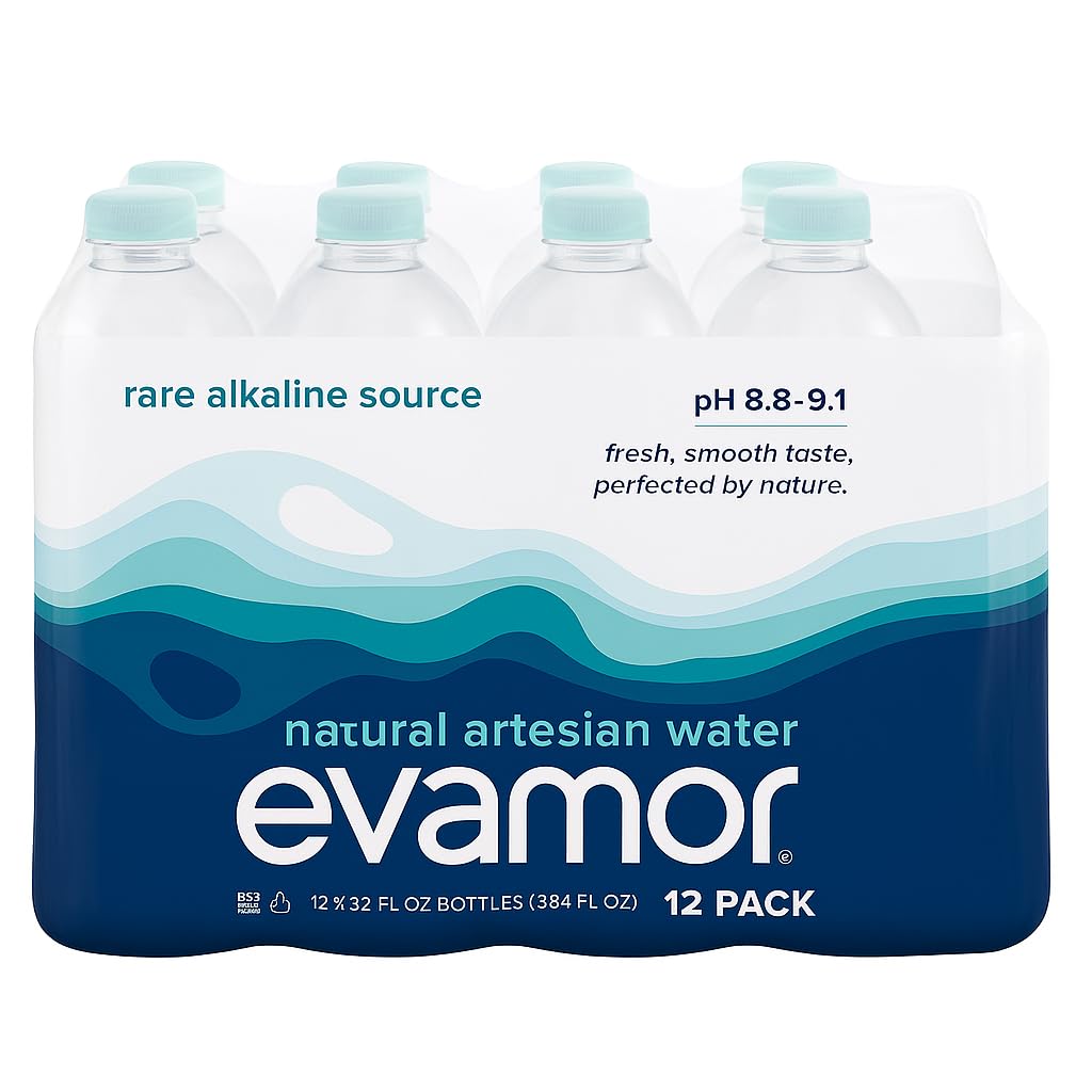 EVAMOR Artesian Bottled Water - Single Source, Naturally Alkaline and Full of Electrolytes for Hydration and Health, 64 Fl. Oz. Bottles (Pack of 1)