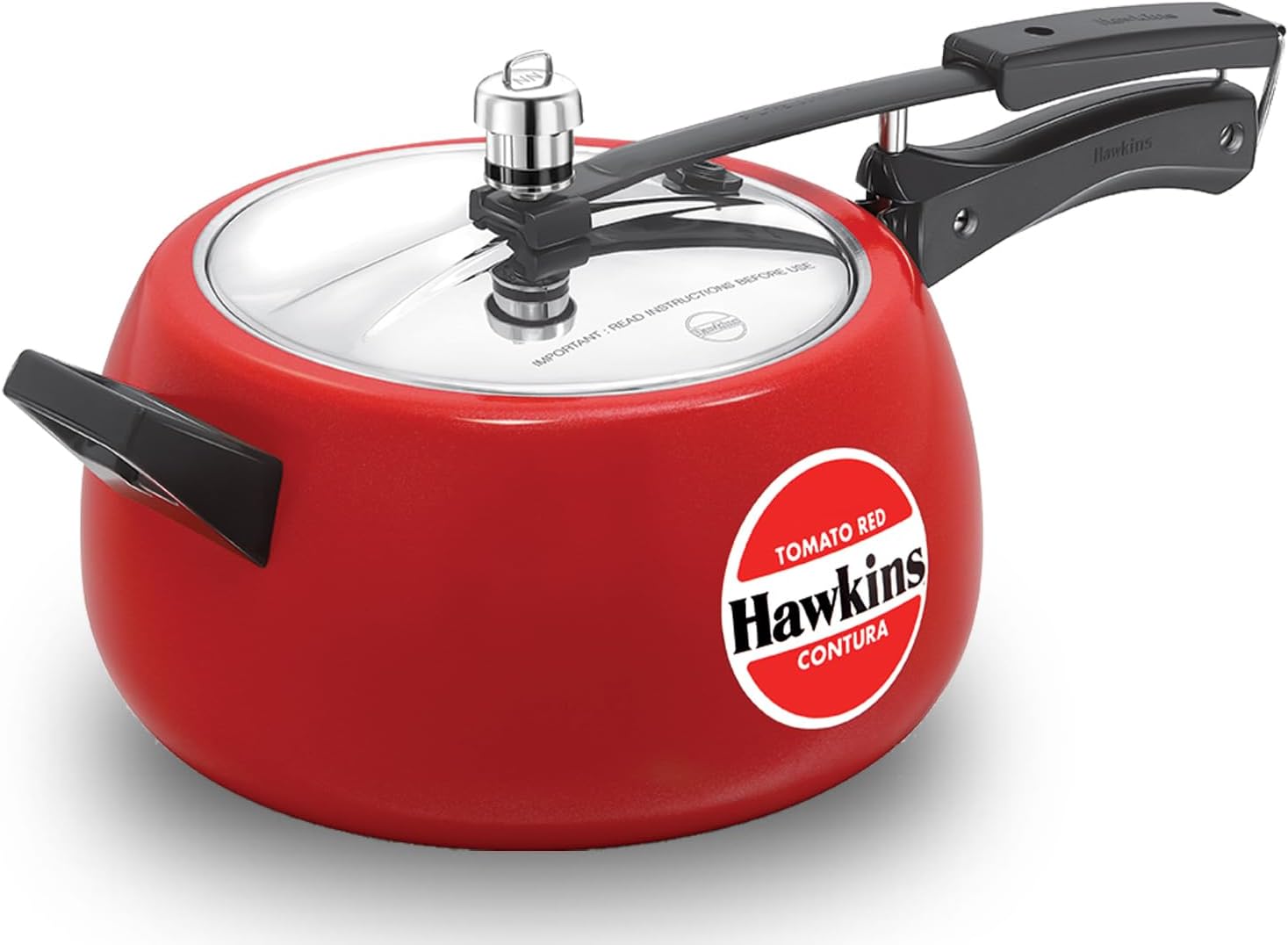 Hawkins 5 Litre Contura Pressure Cooker, Ceramic Coated Handi Inner Lid Cooker, Tomato Red (CTR50)