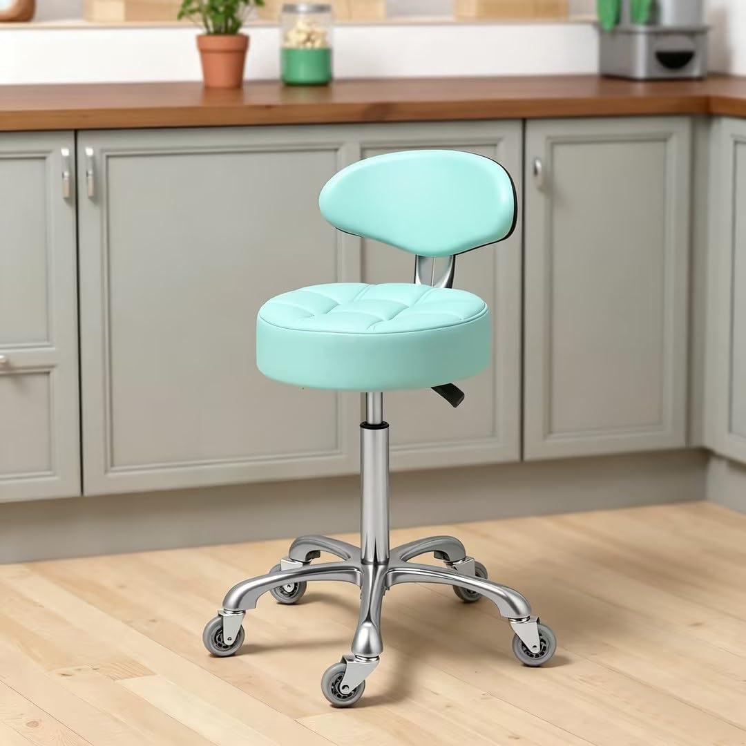 Kaleurrier Rolling Stool with Back Rest: Swivel Chair Adjustable Height