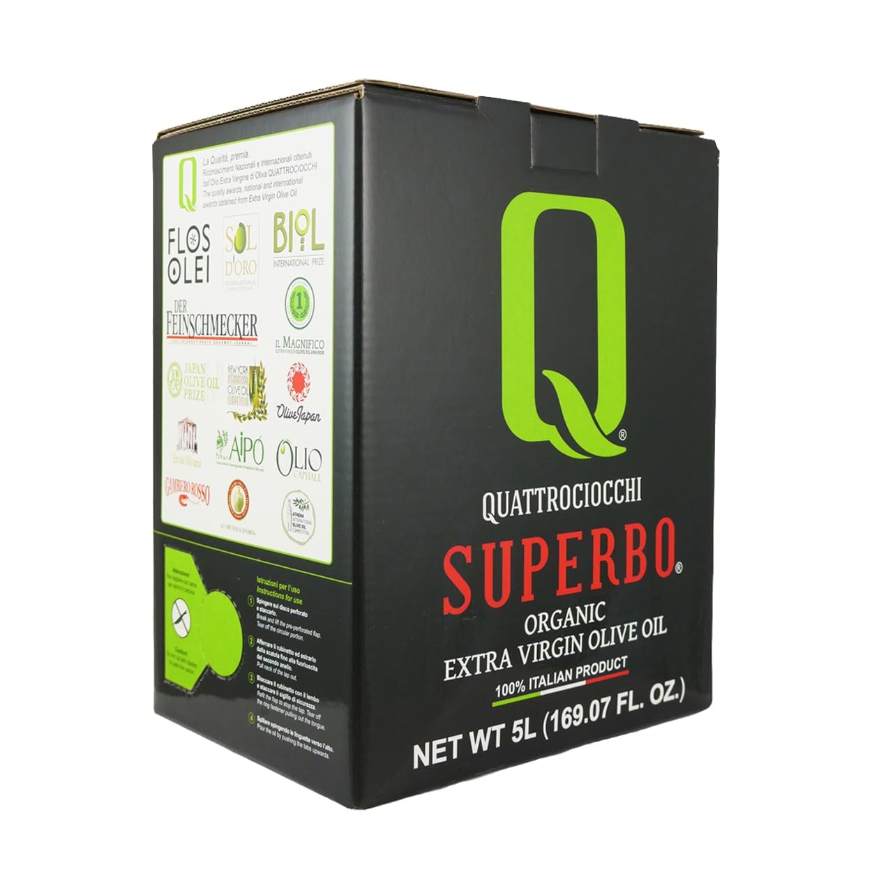 Quattrociocchi Superbo Organic Extra Virgin Olive Oil 500ml – Extreme Intensity Moraiolo Olive Oil from Lazio Italy – Cold Pressed High Polyphenol Award-Winning Oil for Cooking