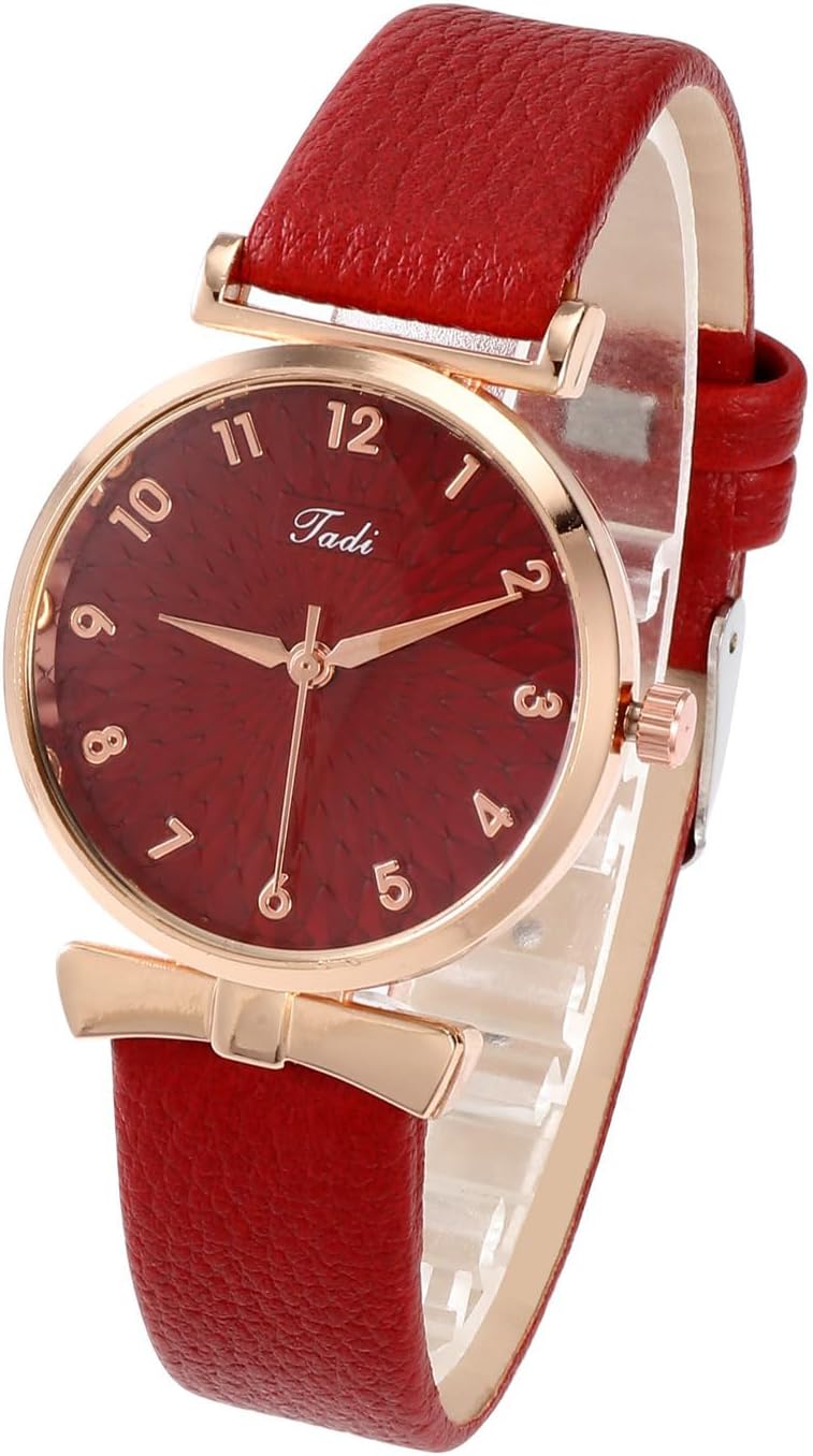 Top Plaza Ladies Classic Leather Analog Quartz Watch | Women Easy Read Arabic Numerals Watches Casual Dress Wrist Watch,Rose Gold Case