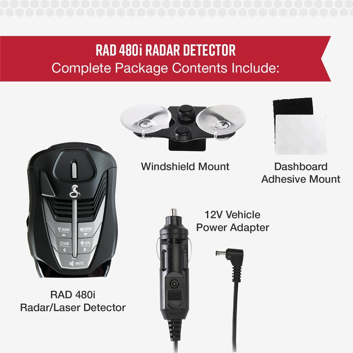 Cobra RAD 480i Laser Radar Detector, Long Range Detection, Bluetooth, Black