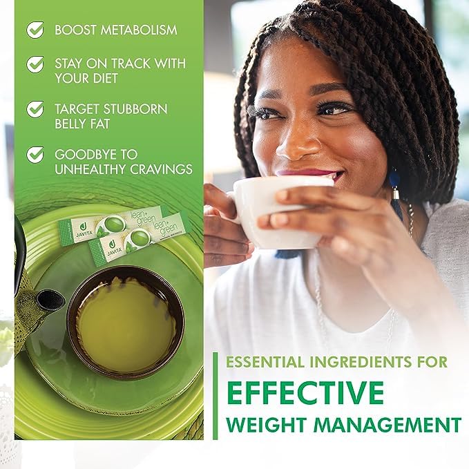 Lean + Green Japanese Matcha Green Tea Mix by Javita – Premium Instant Green Tea & Herbs – Daily Metabolism