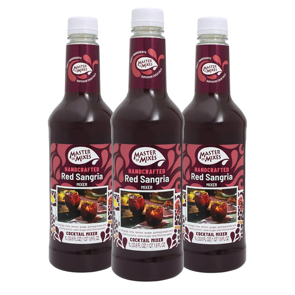 Master of Mixes Red Sangria Drink Mix, Ready to Use, 1 Liter, 3 Pack | Red Grape