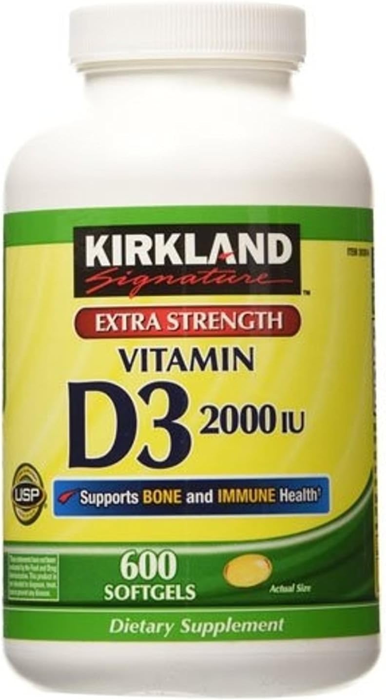 Kirkland Signature Extra Strength D3 50 mcg, 600 Softgels (5 Pack)