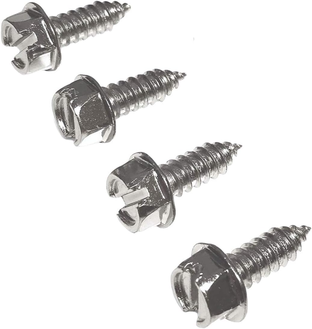 USA Fastener Stainless Steel Screws | Rust Proof, Chrome Locking Screws Set of 4 for License Plate Security to Secure Frames and Covers