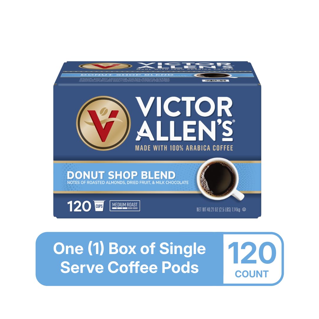 Victor Allen's Coffee Donut Shop Blend, Medium Roast, 80 Count, Single Serve Coffee Pods for Keurig K-Cup Brewers | 100% Arabica beans, Compatible with all K-Cup brewers, Kosher-OU (Pareve), 90-150mg caffeine per serving