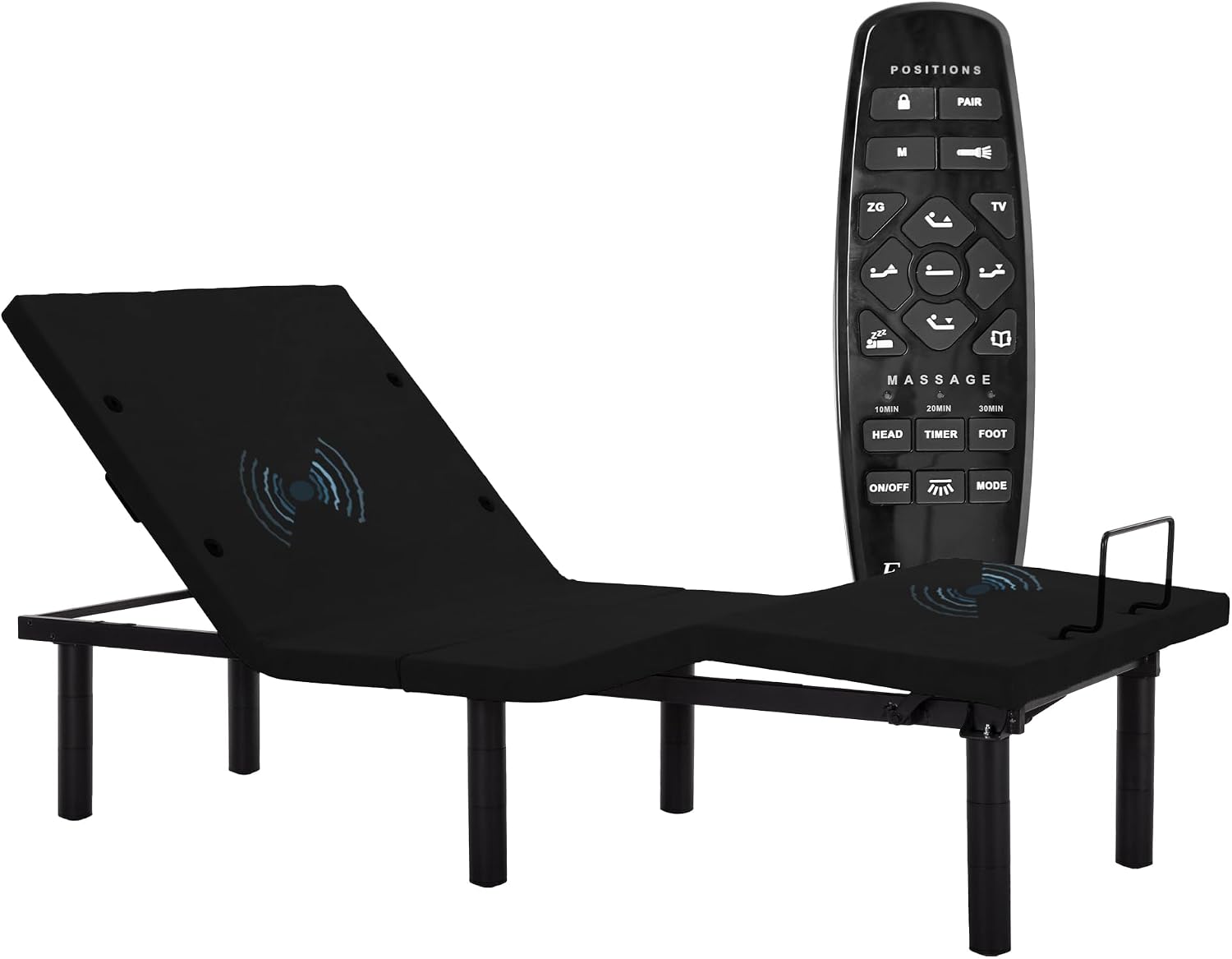 Fromann Adjustable Electric Twin XL Bed Base Frame with Massage, USB Type-C Ports, Zero Gravity, Under Bed Led Lighting and Three Leg Height (Black)